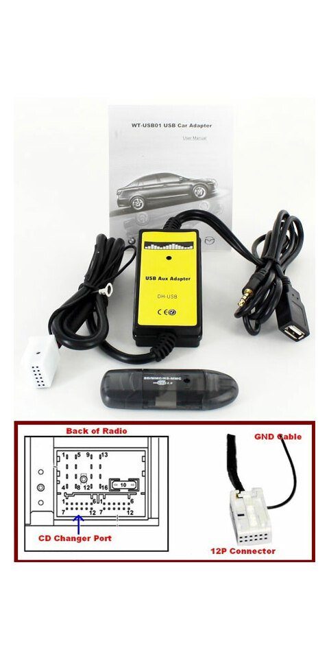 MiniPC.de AUX / USB Audio Autoradio Adapter (VW/AUDI/Skoda/Seat 12P) USB- Adapter