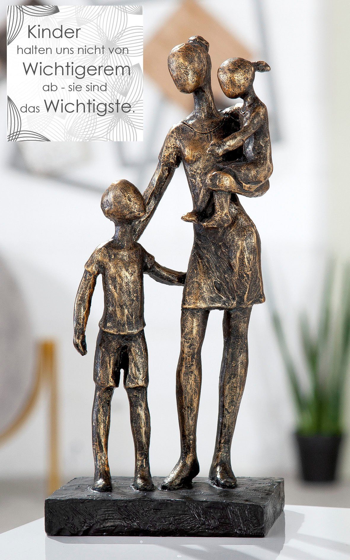 Casablanca by Gilde Skulptur schwarzer (1 Wohnzimmer mit auf cm, Dekofigur 26,5 Mutter St), Höhe bronzefarben Basis, Dekoobjekt, antikfinish, Kindern