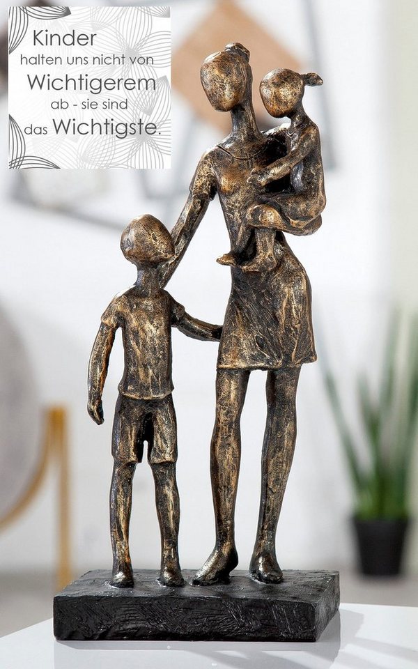Casablanca by Gilde Dekofigur Skulptur Mutter mit Kindern, bronzefarben (1  St), Dekoobjekt, Höhe 26,5 cm, auf schwarzer Basis, antikfinish, Wohnzimmer,  Die Skulptur hat eine Höhe von 26,5 cm, Breite von 12 cm