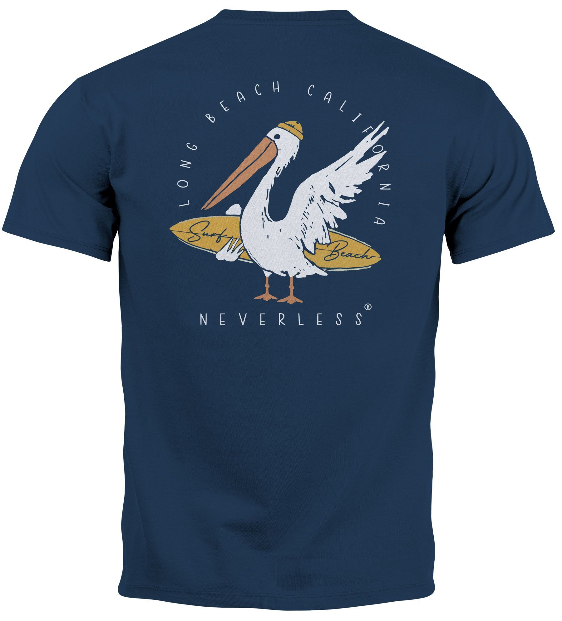 Neverless Print-Shirt Herren T-Shirt Backprint Pelikan günstig online kaufen