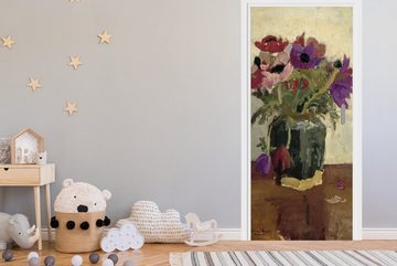 MuchoWow Türtapete Ingwerglas mit Anemonen - Gemälde von George Hendrik Breitner, Matt, bedruckt, (1 St), Fototapete für Tür, Türaufkleber, 75x205 cm