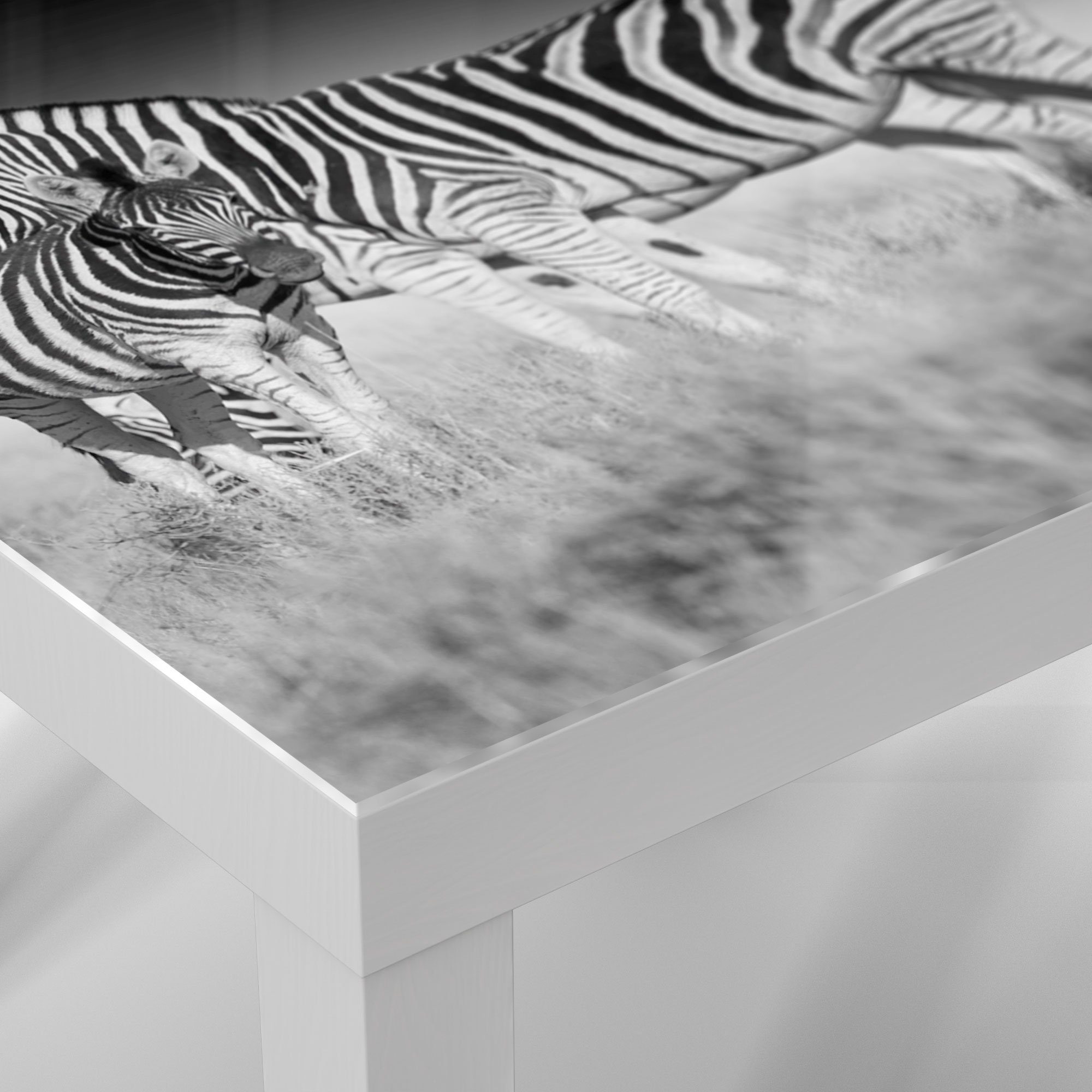 Beistelltisch Glastisch 'Zebras Couchtisch DEQORI beieinanderstehend', Weiß Glas modern