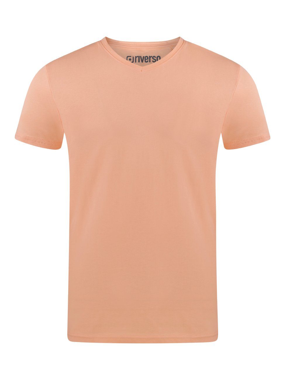 riverso T-Shirt RIVAaron Cotton Baumwolle Organic Light Bio V-Neck (1-tlg) 100% (11200) Orange