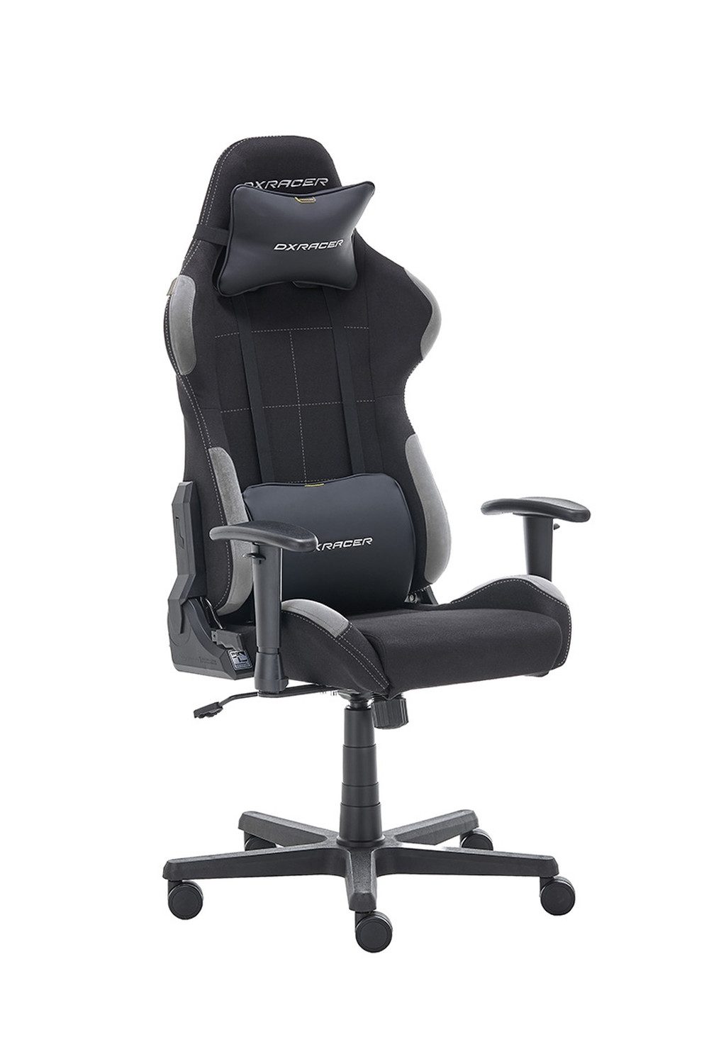 Gaming-Stuhl Armlehnen, Kopfpolster, Wippfunktion, schwarz/grau - 65x121x65cm B/H/T