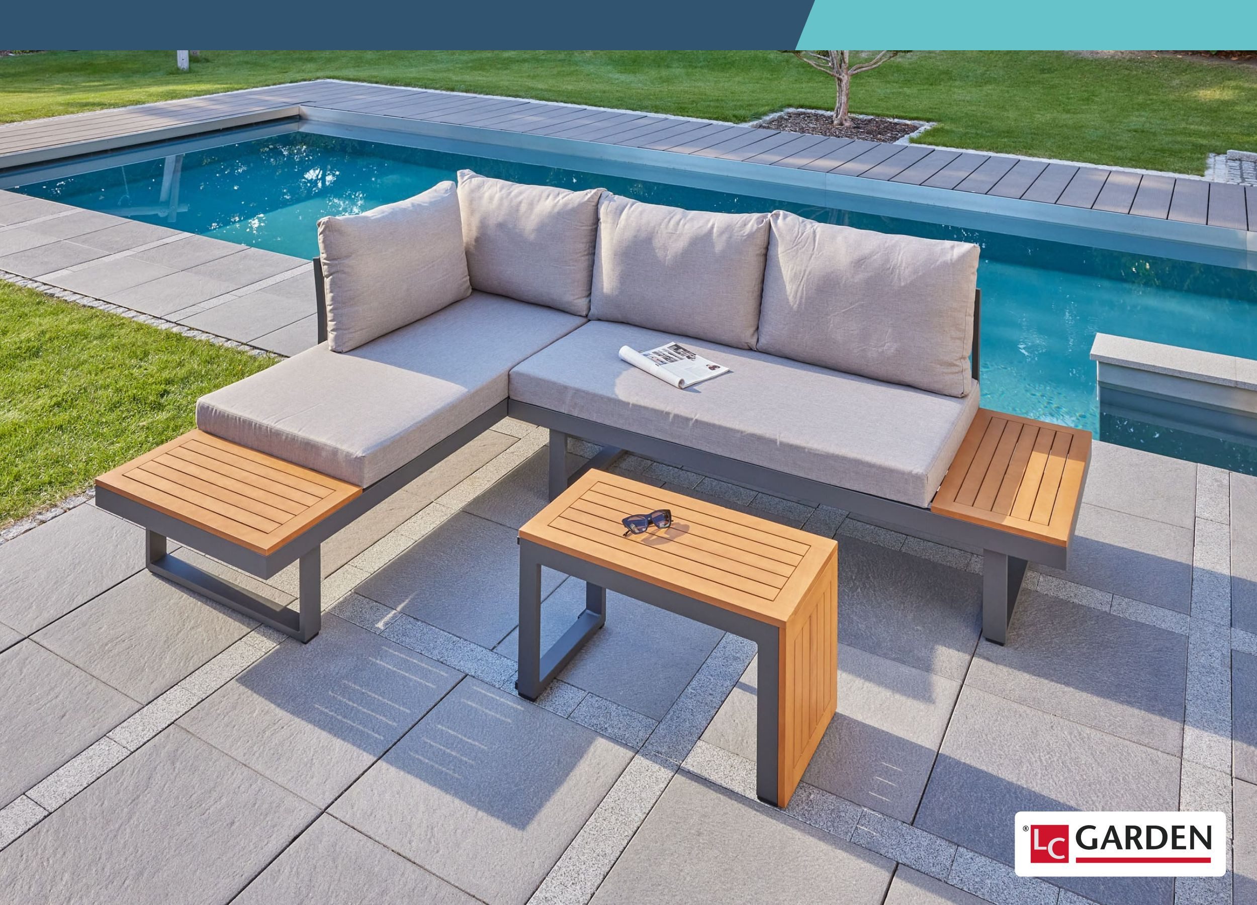 LC Garden Gartensofa »Sungardo« Gartenlounge Set 3tlg. Gartenset Anthrazit aus Aluminium, Set, inkl. Auflagen, individuell stellbar