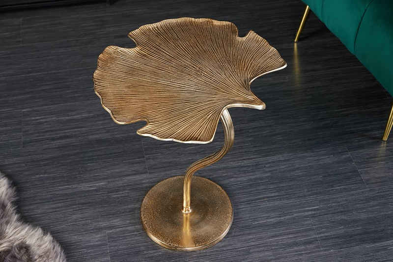 riess-ambiente Beistelltisch GINKGO LEAF 45cm gold (Einzelartikel, 1-St), Wohnzimmer · Metall · Handarbeit · Boho