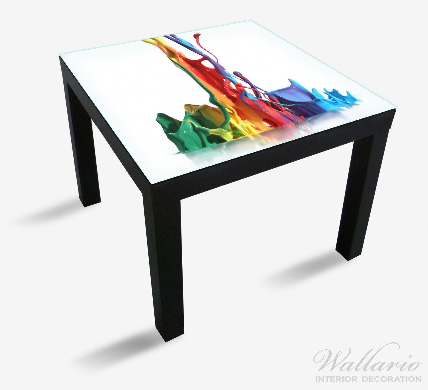 Wallario Tischplatte St), von geeignet Lack Bunte Farben (1 links Ikea für - auf Abwegen Tisch Farbklecks