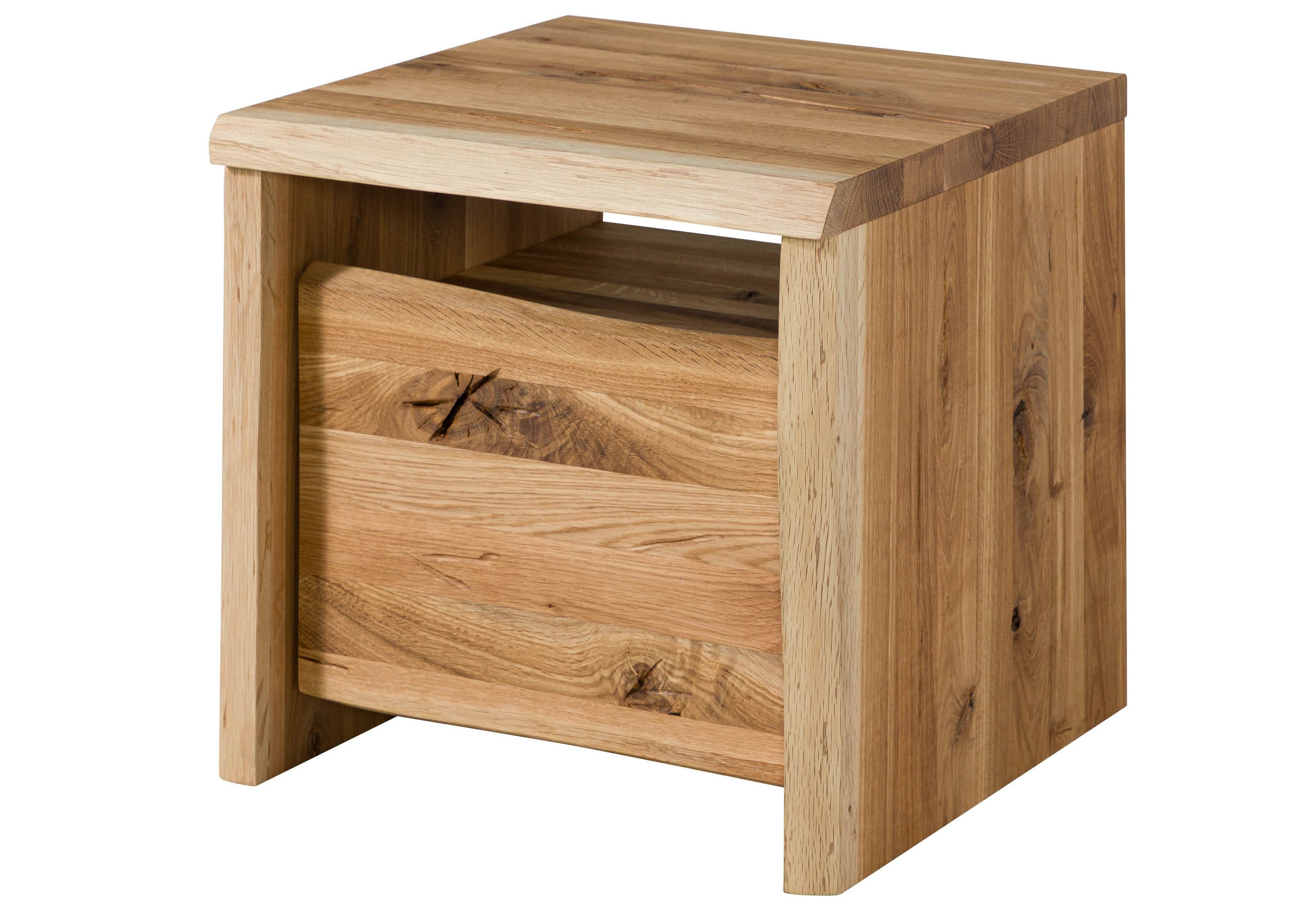 Massivmoebel24 Nachttisch PURE OAKWildeicheMassivholznatur (Massivholz montiert 22 kg PURE OAK #117), Wildeiche 45x45x45 cm natur geölt