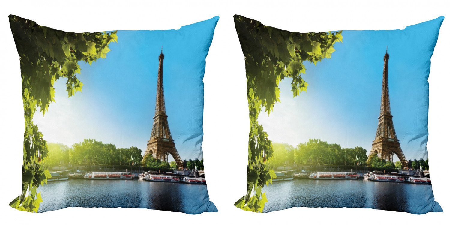 Kissenbezüge Modern Accent Doppelseitiger Digitaldruck, Abakuhaus (2 Stück), Paris Sunny Day Eiffelturm Fluss