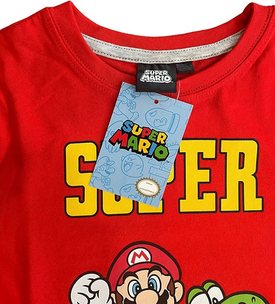 Super Mario Pyjama Super Mario langer Schlafanzug Pyjama Rot Gr. 104 116 128 152 Jungen + Mädchen Super Mario Pyjama Langarm