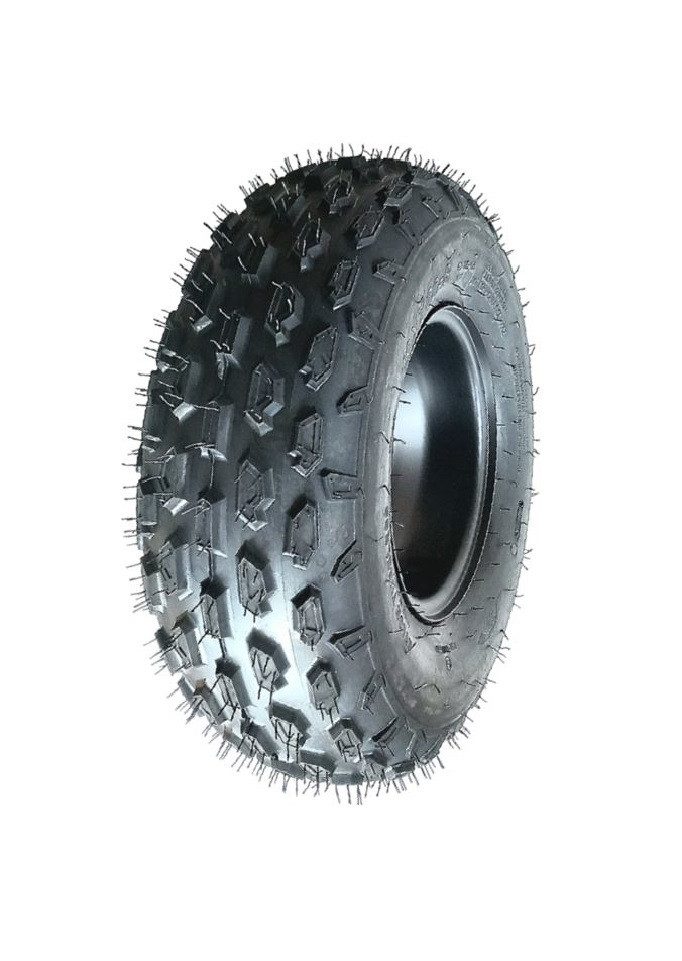 FunSport-Factory Kinderfahrzeug-Räder Komplettrad Quadreifen 19x7-8 Reifen 4-Loch Felge Schwarz rechts, Noppen-Profil, hoher Grip, für Quads, robust & langlebig