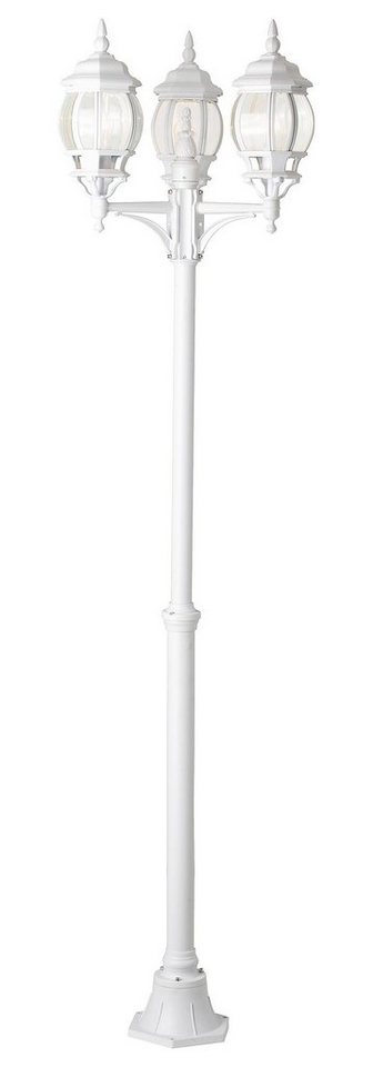 Brilliant Außen-Stehlampe Istria, ohne Leuchtmittel, 235 cm Höhe, Ø 52 cm, 3  x E27, IP23, Alu-Druckguss/Glas, weiß