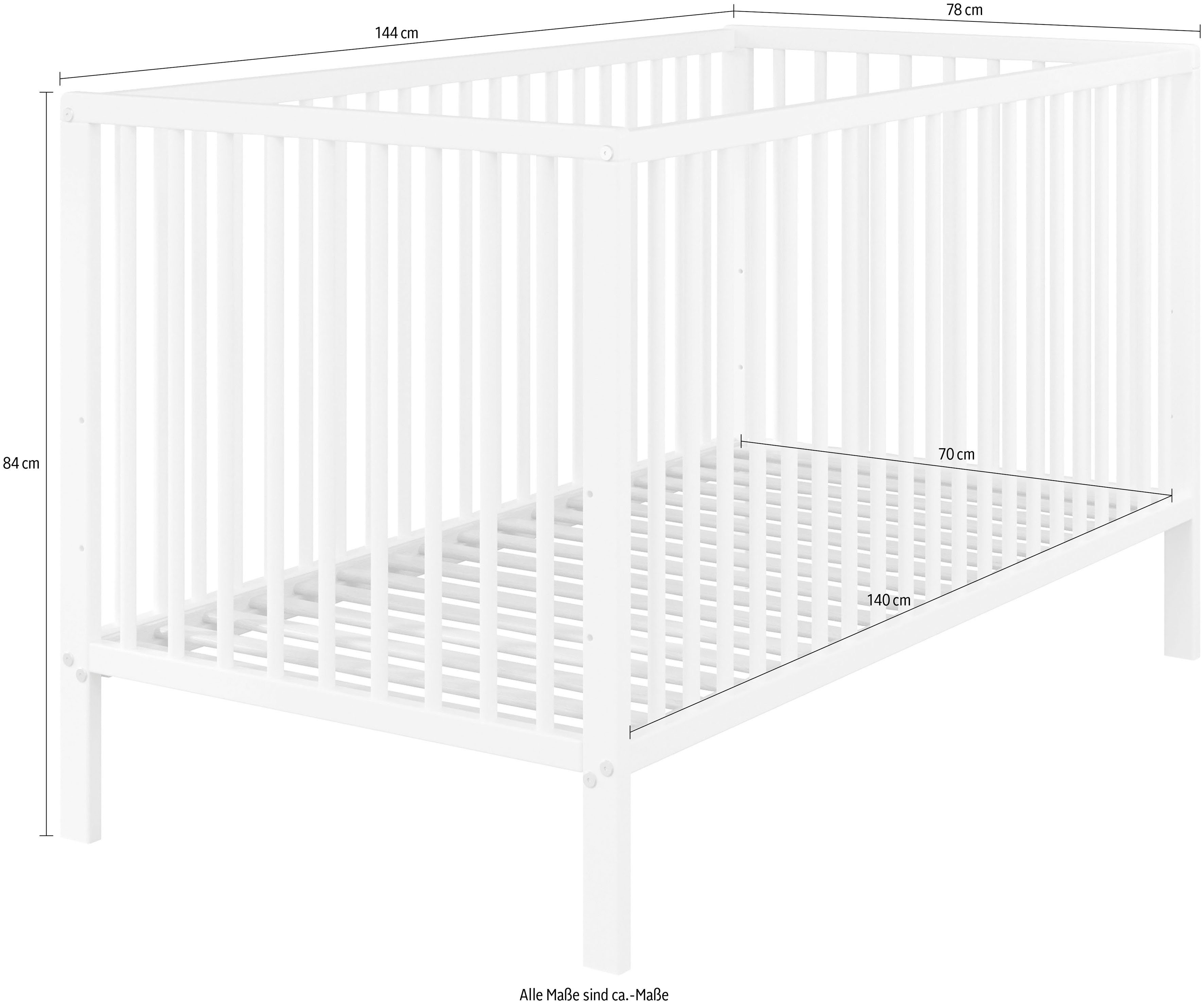 trendteam Babybett Universal, 1-tlg., Baby-Bett mit Gitterbettseiten ...