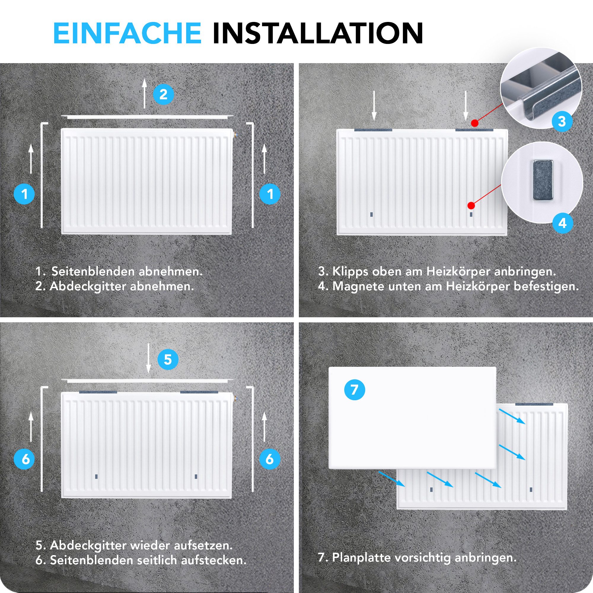 Belrad Heizkörper Verkleidung Planplatte magnetisch weiß glatte Front aus E günstig online kaufen