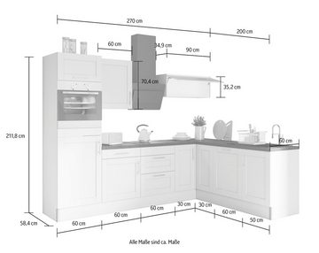 OPTIFIT Küche Ahus, 200 x 270 cm breit, wahlweise mit E-Geräten, Soft Close Funktion
