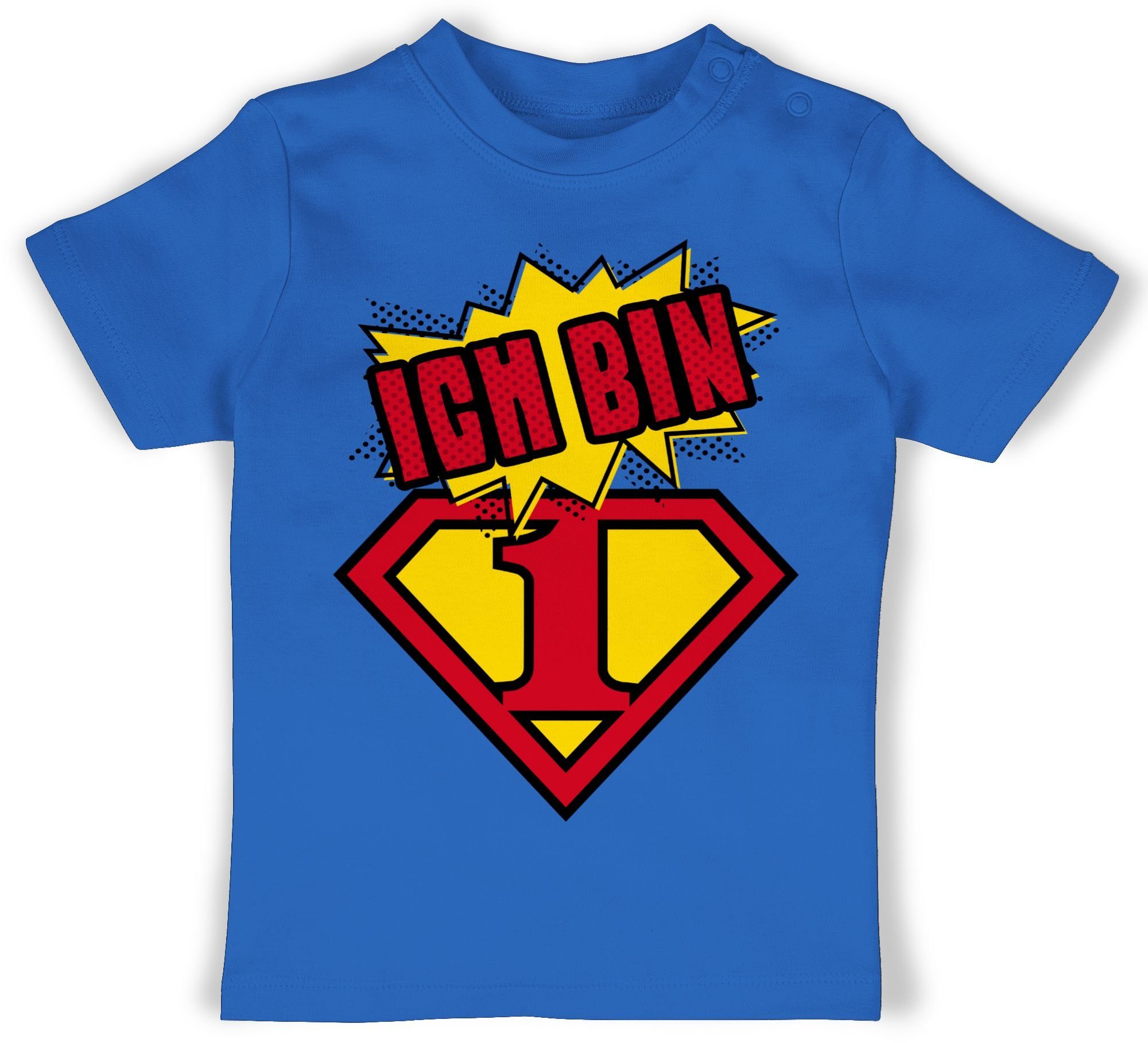 Shirtracer T-Shirt Ich bin eins Superheld 1. Geburtstag 1 Royalblau