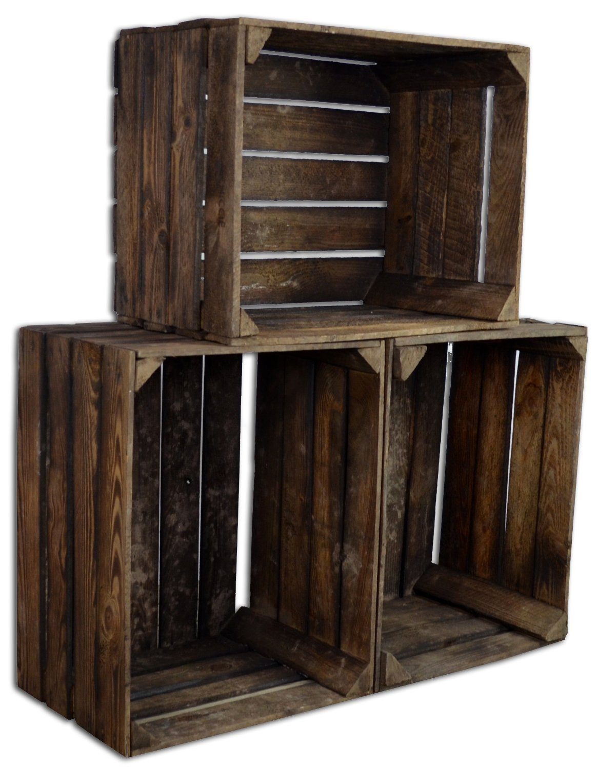 CHICCIE Holzkiste Regale (3 Set) Vintage Geflammt 50x40x30cm - Kisten (3 St günstig online kaufen