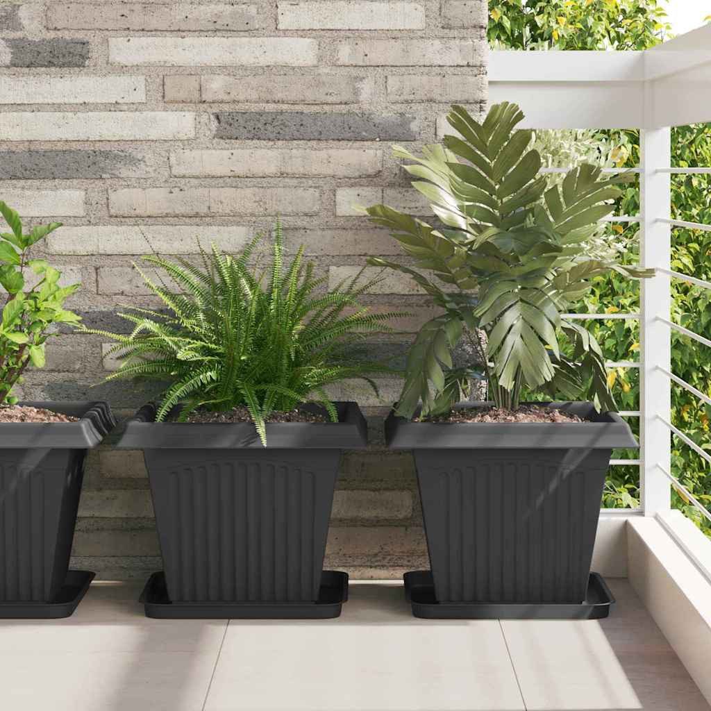 vidaXL Blumentopf Quadratisches Blumentablett 6 stk. Schwarz 32 x 32 x 2,5 cm (6 St) – Bild 2 von 5