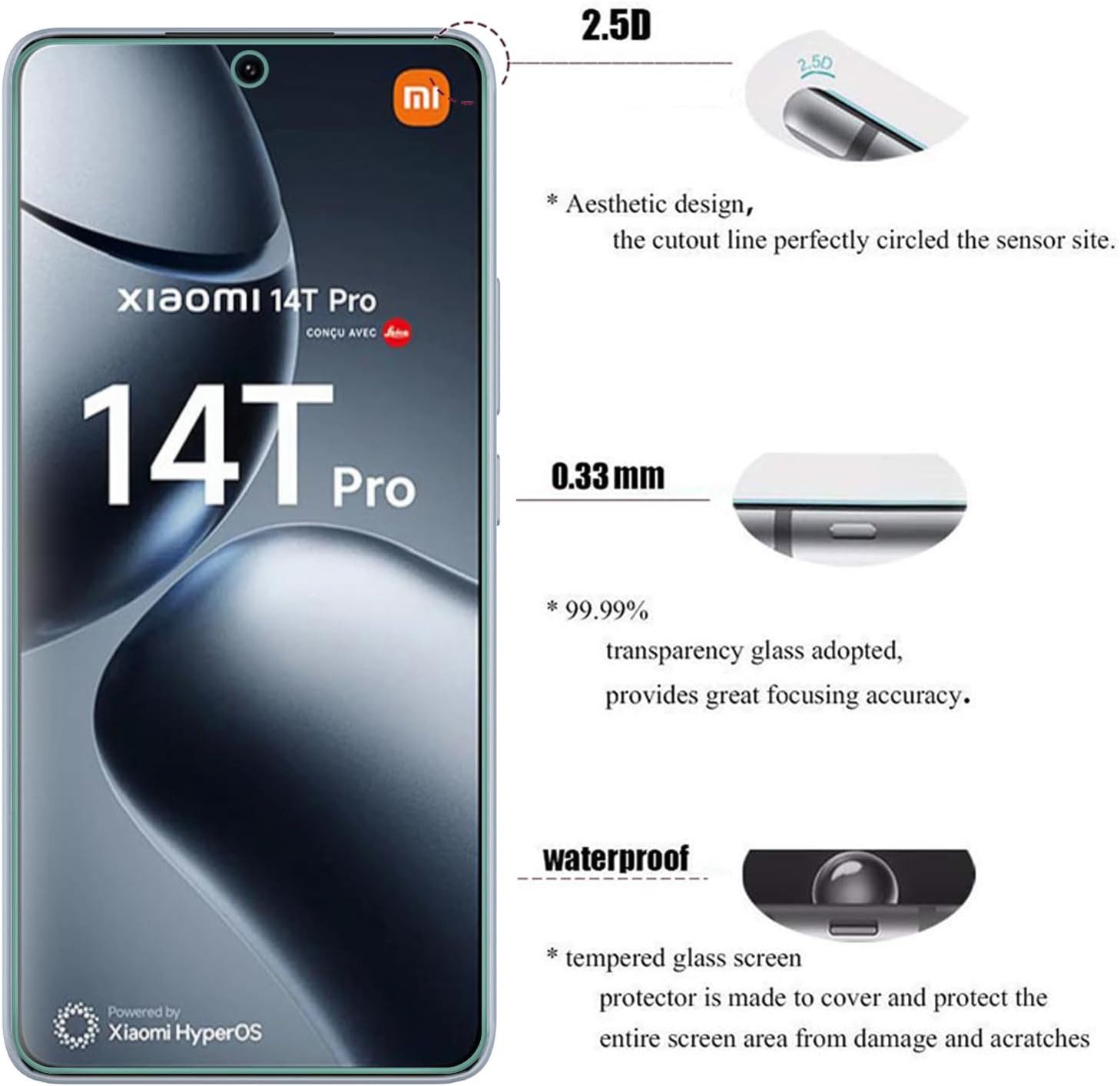 MSM Handyhülle Hülle + 2X Schutzglas für Xiaomi 14T Pro Panzerfolie Full Case