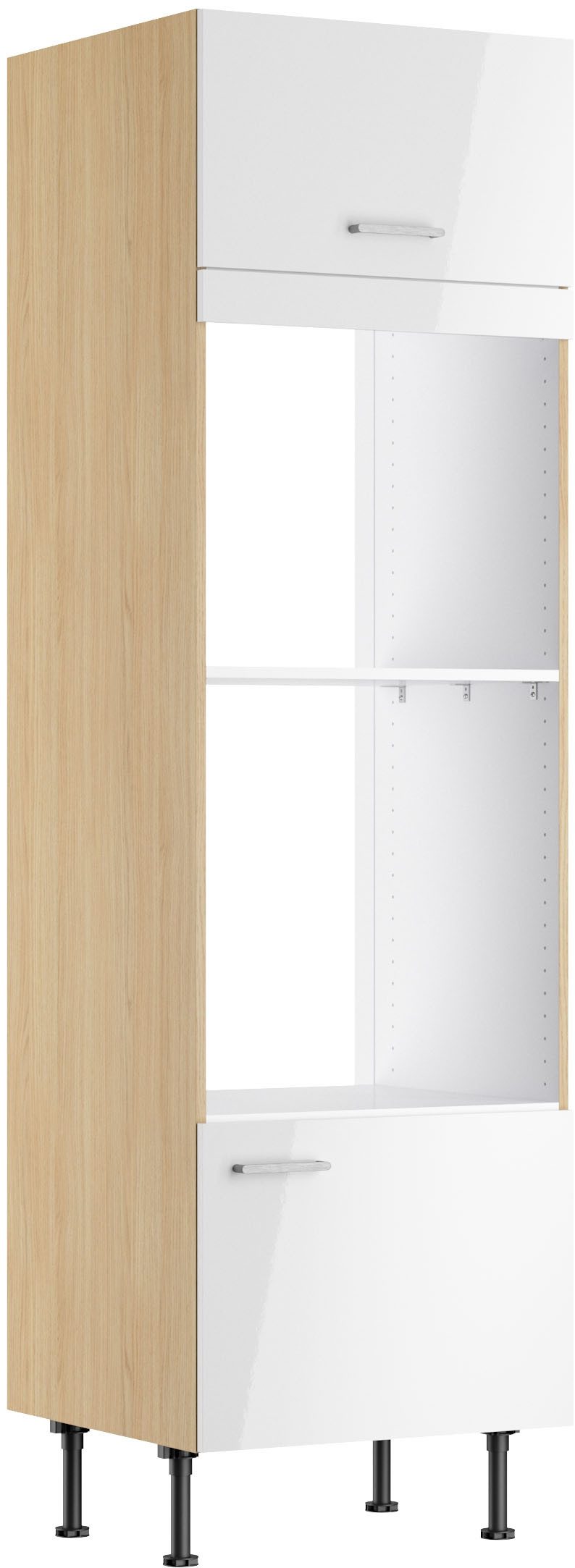 KOCHSTATION Mikrowellenumbauschrank KS-Lucy Breite 60 cm, mit 1 Tür, 1 Klappe, Soft-Close, höhenverstellbare Füße