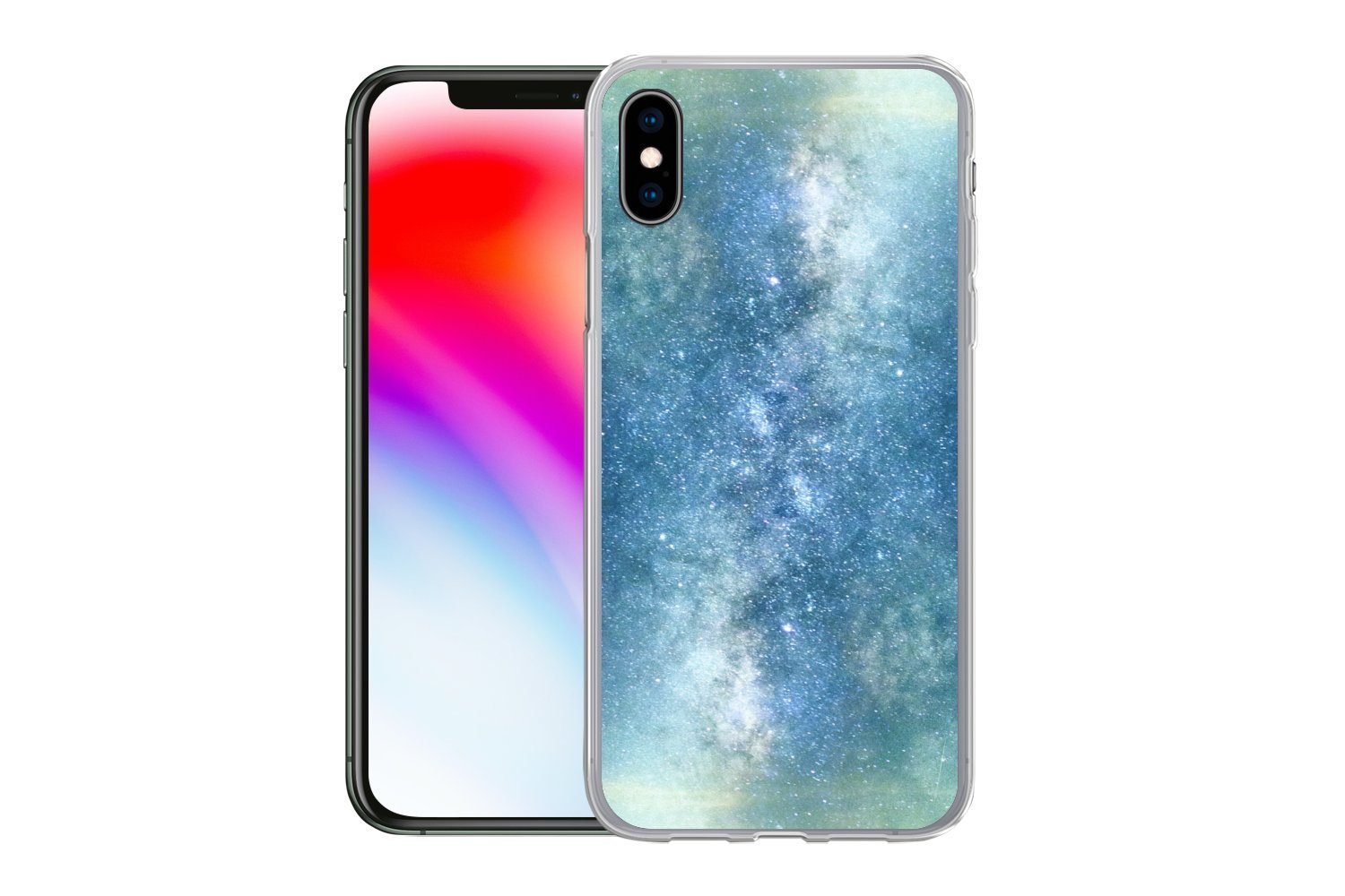 MuchoWow Handyhülle für Apple iPhone XS Sterne - Himmel - Blau - Jungen - Mädchen - Kinder, Smartphone-Bumper, Print, Handy Schutzhülle Dünn