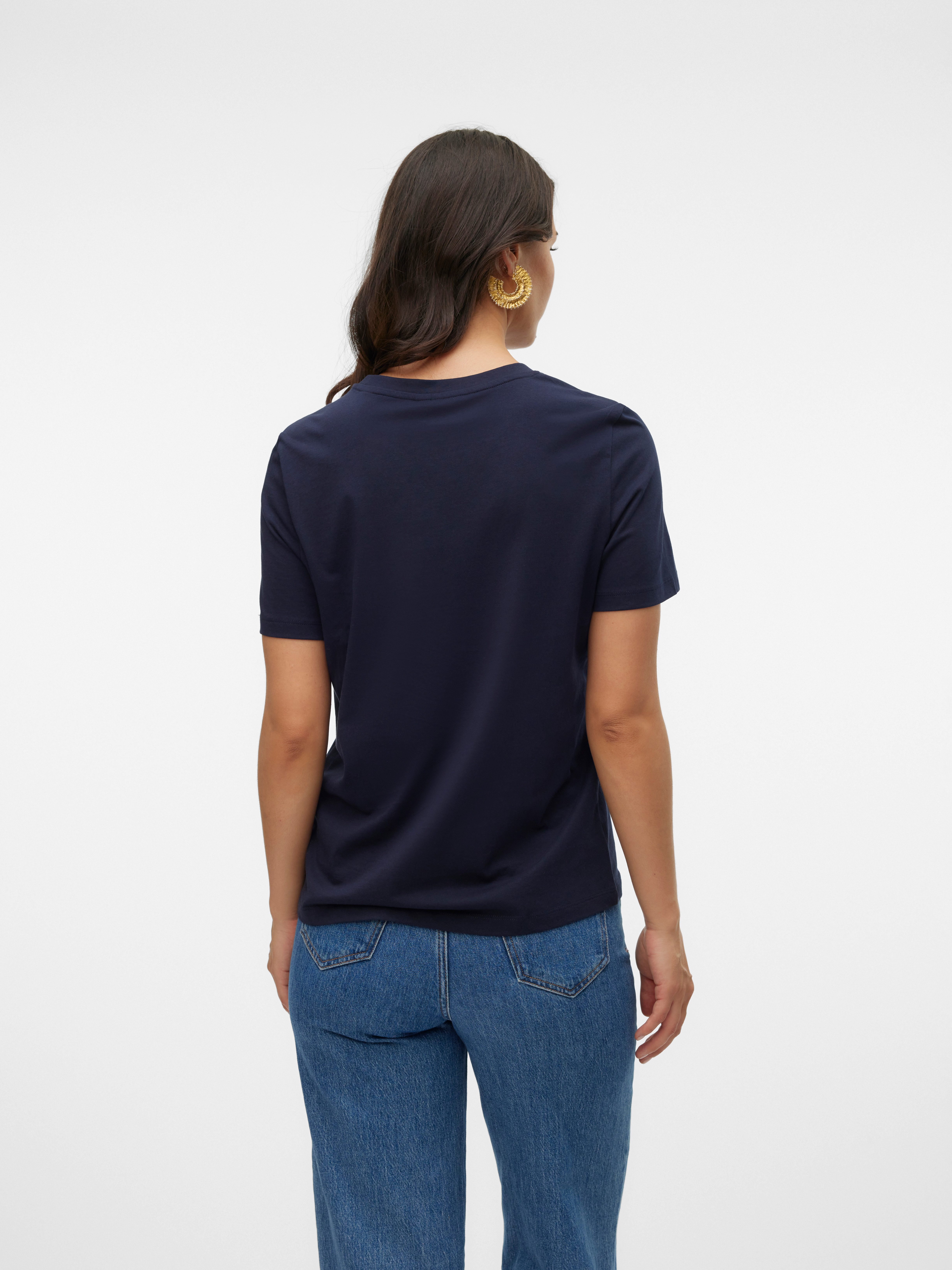 Vero Moda Kurzarmshirt VMPAULINA SS T-SHIRT GA JRS NOOS Baumwolle, regular fit