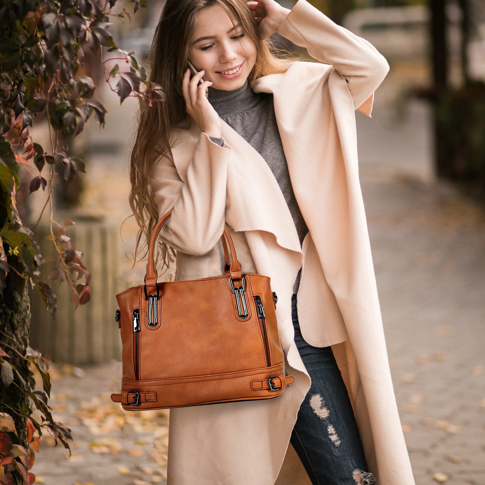TAN.TOMI Henkeltasche Handtasche Leder Henkeltasche Top Griff Tasche, Vintage Weiches Umhängetasche Schultertasche für Frauen