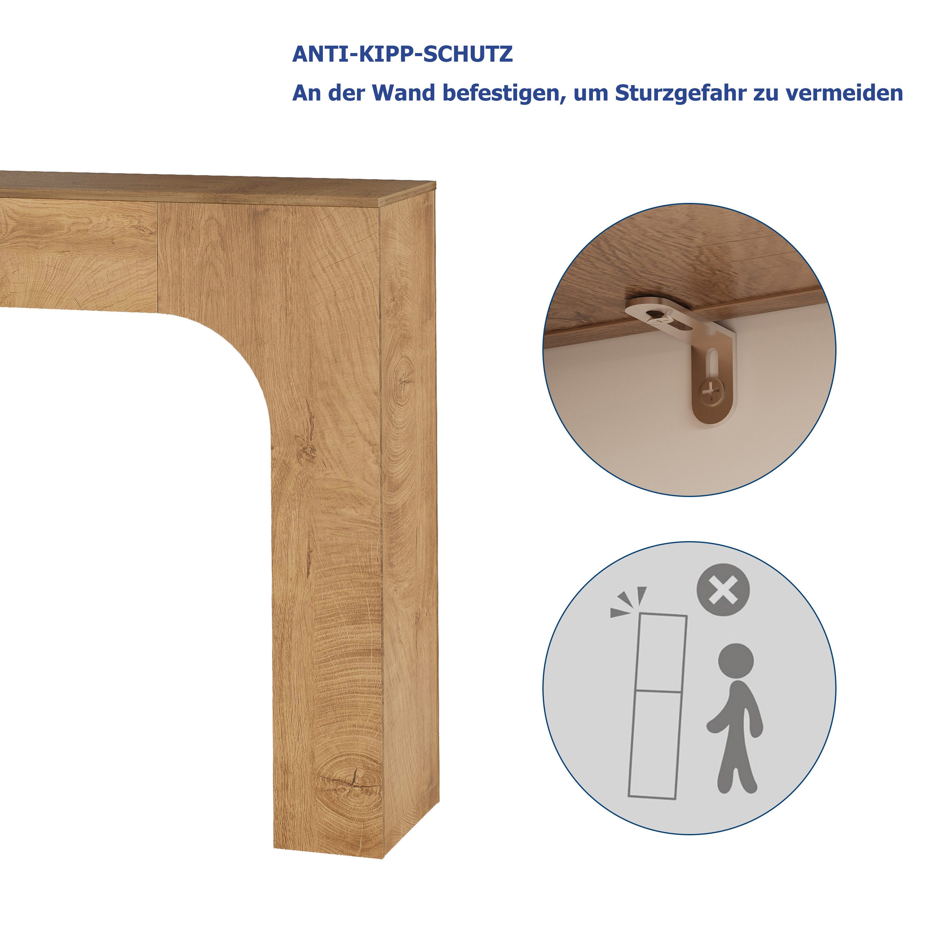 GarveeMore Konsolentisch 120/160cm Flurtisch Sofatisch, MDF-Material und Kippsicherung – Bild 5 von 5