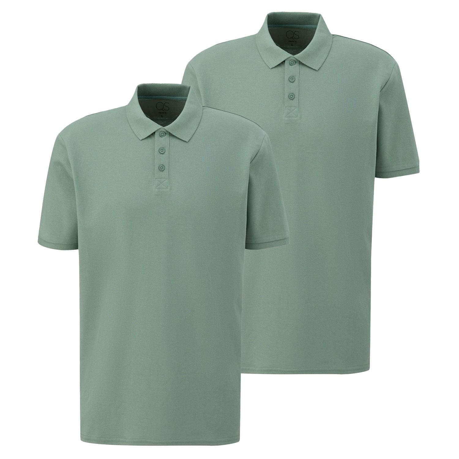 QS Poloshirt Polo-Shirt Kragen, 2er Knöpfe, kurzarm, fit, Regular Pack