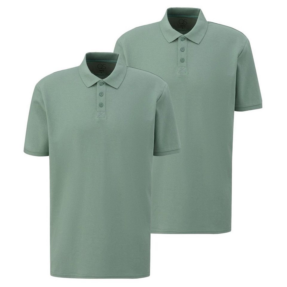 QS Poloshirt Polo-Shirt Kragen, Knöpfe, Regular fit, kurzarm, 2er Pack