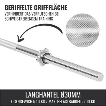 GORILLA SPORTS Langhantelstange Langhantelstange 170 cm 10 kg mit Sternverschluss, Chrom, 170 cm
