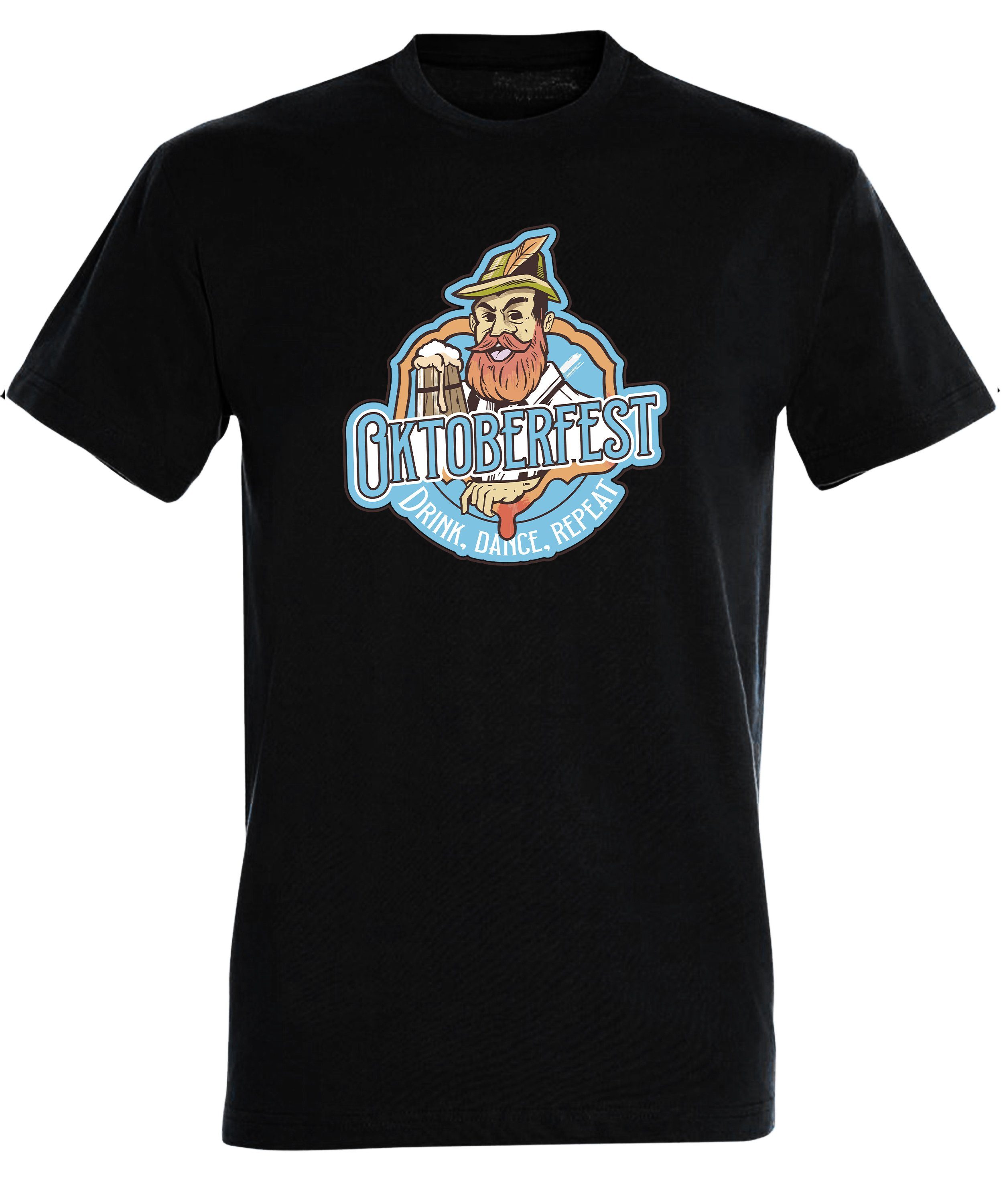 MyDesign24 T-Shirt Aufdruck Shirt schwarz Print mit Oktoberfest Baumwollshirt Fit, Fun Regular Herren T-Shirt Trinkshirt - i318