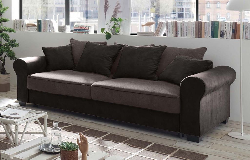 ED EXCITING DESIGN 3-Sitzer, Aurelia 3-Sitzer Polstergarnitur Couch Sofa 2-farbig Espresso