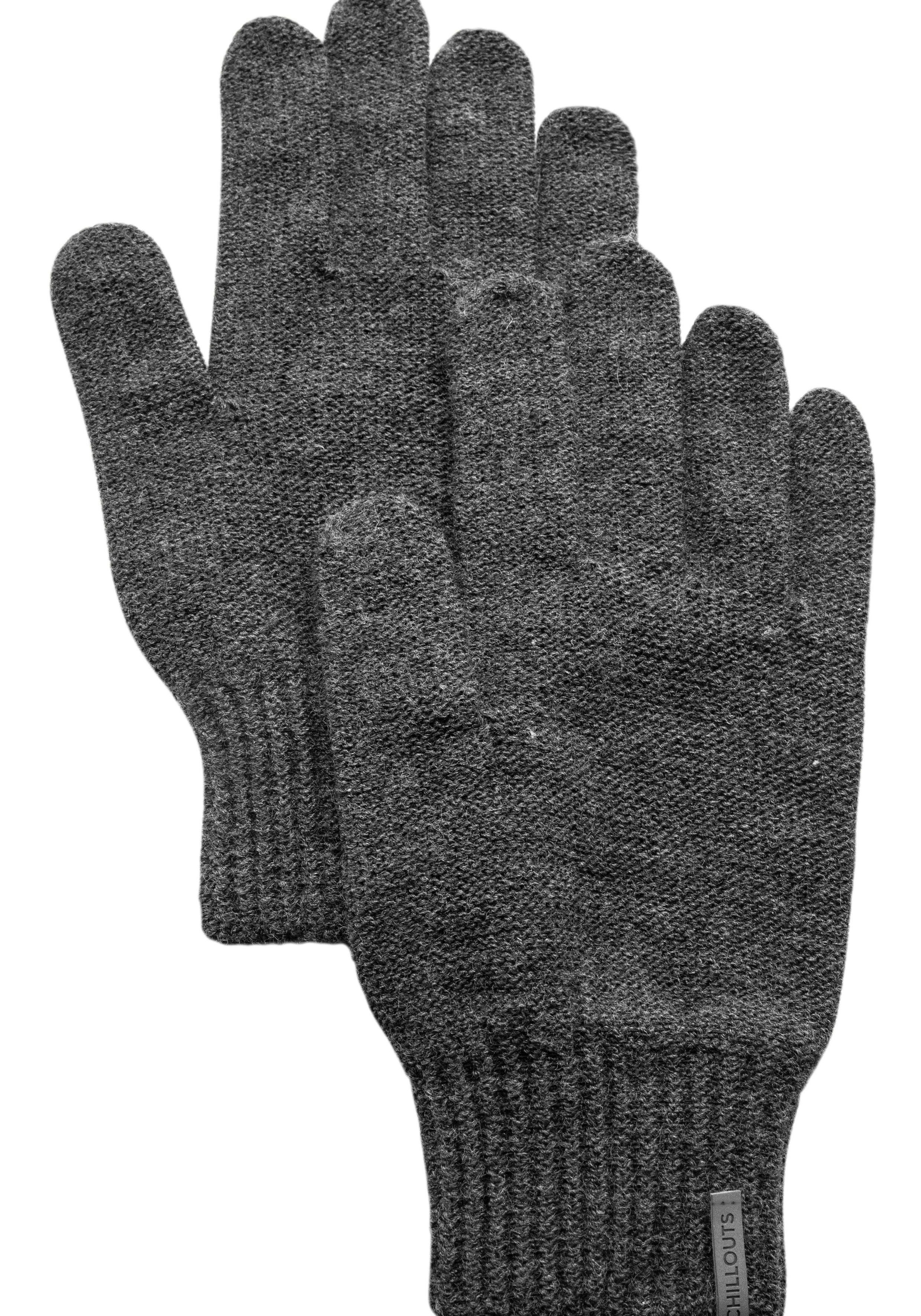 grey gestrickt, Glove Fingerhandschuhe chillouts dark Strickhandschuhe wärmend Perry