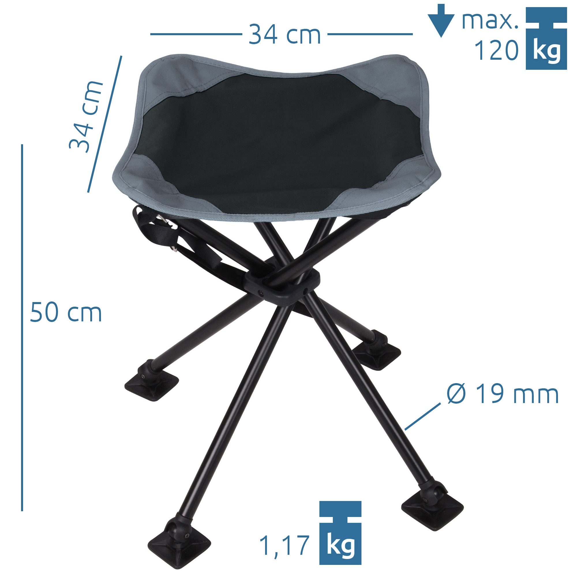 yourGEAR Campingstuhl your GEAR Campinghocker Sesto Vierbein Hocker große Sitzfläche 120kg