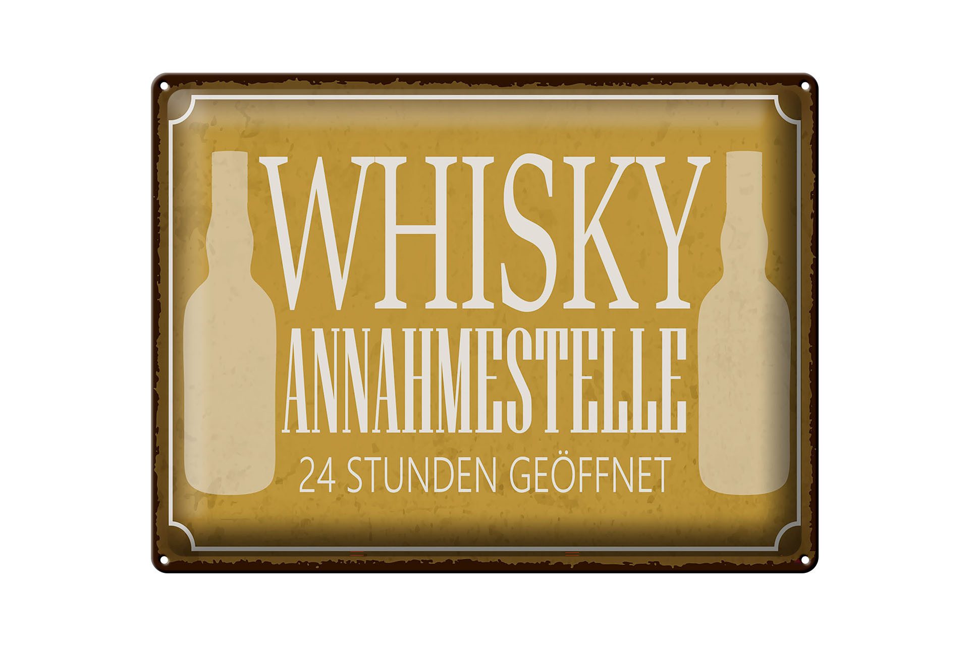 Metallschild Spruch 40x30cm Whisky Annahmestelle 24 Stunden