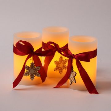 MARELIDA LED-Kerze LED Kerzenset Echtwachs Farbwechsel X-mas Dekor H: 12cm creme 3er Set (3-tlg)