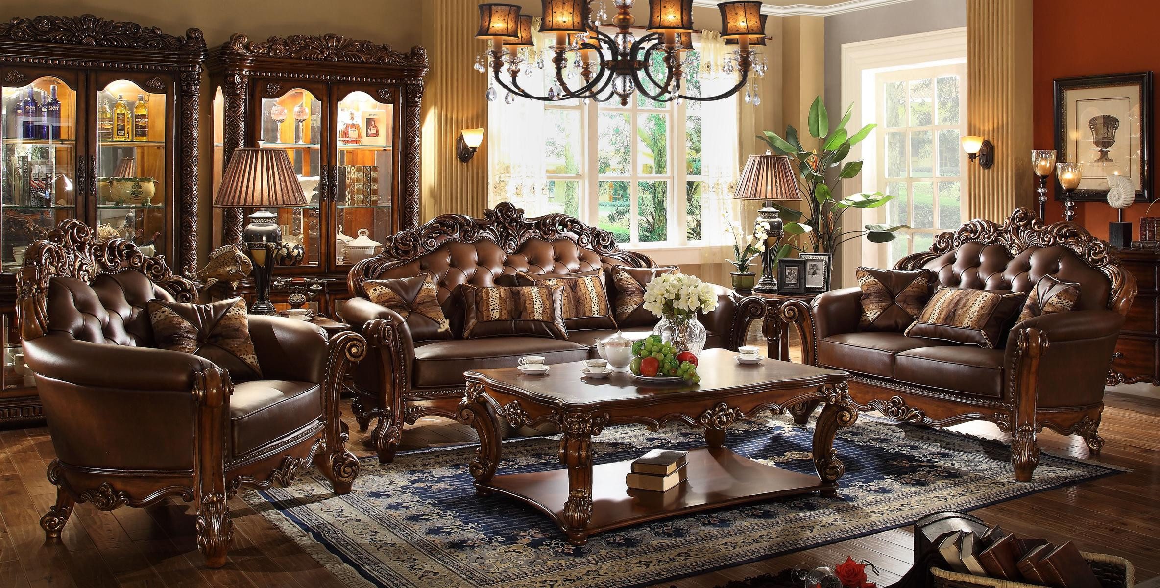 JVmoebel Big-Sofa Exklusives Sofa Set mit Lederbezug und Couchtisch aus Holz, Made in Europa