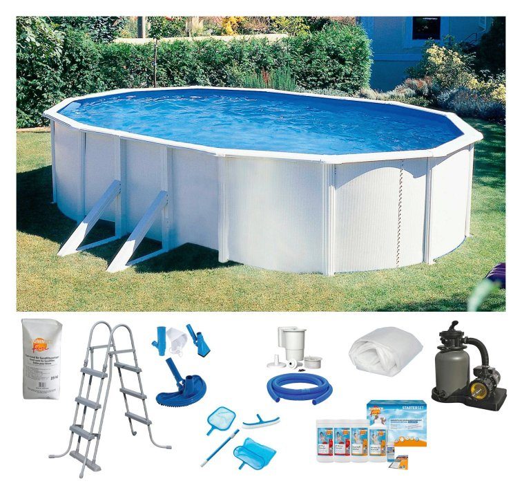 KONIFERA Ovalpool PANAMA 4 (Komplett-Set, 9-tlg), inkl. umfangreichem Zubehör zur sofortigen Inbetriebnahme des Pools