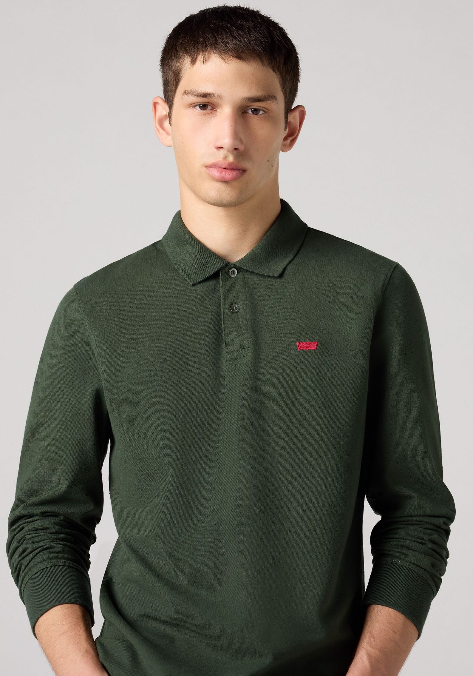Levi's® Langarm-Poloshirt mit Logo Stickerei