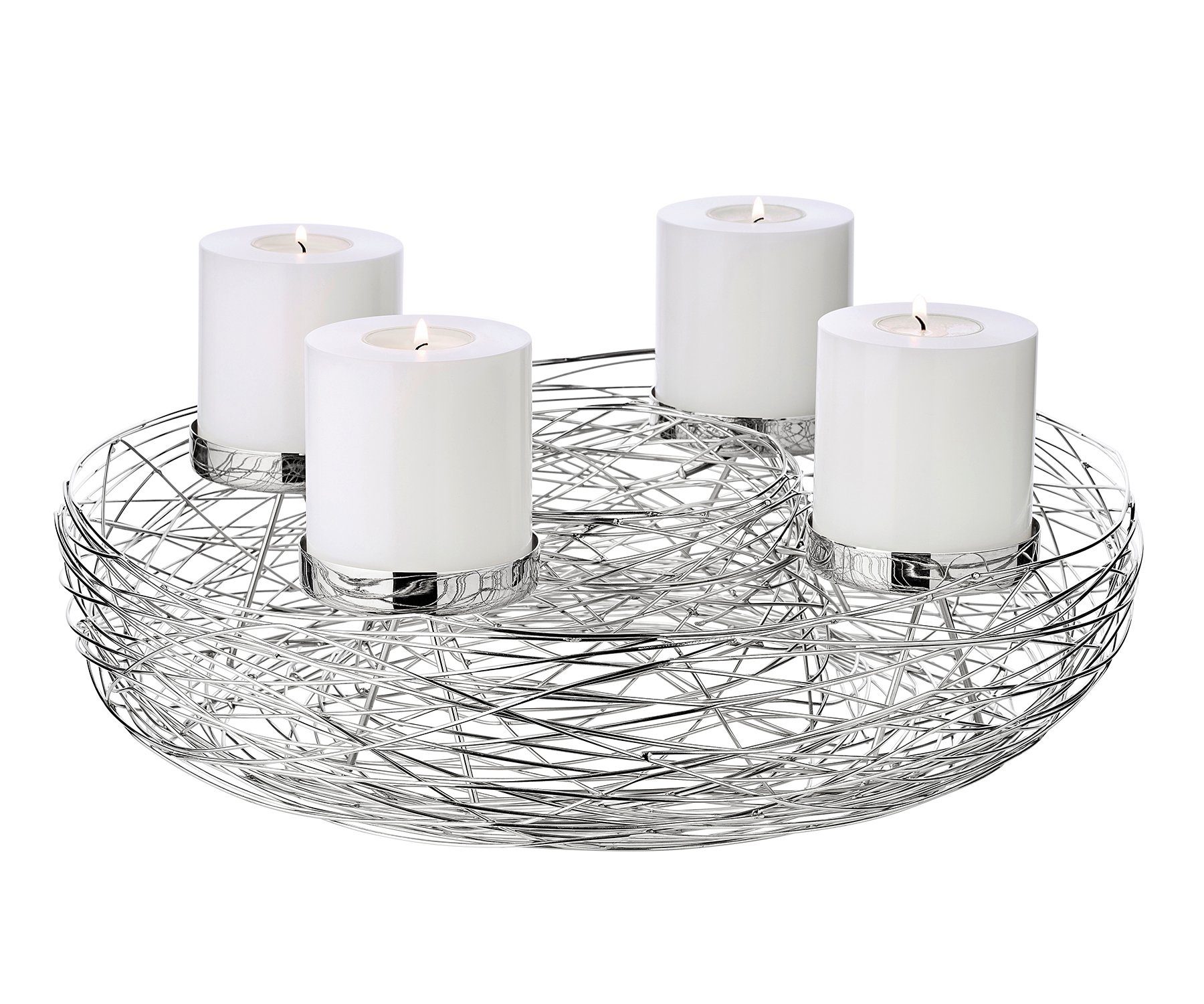 EDZARD Adventskranz Laval, Silber-Optik, Edelstahl, hochglanzpoliert, H 10 cm, Ø 40 cm