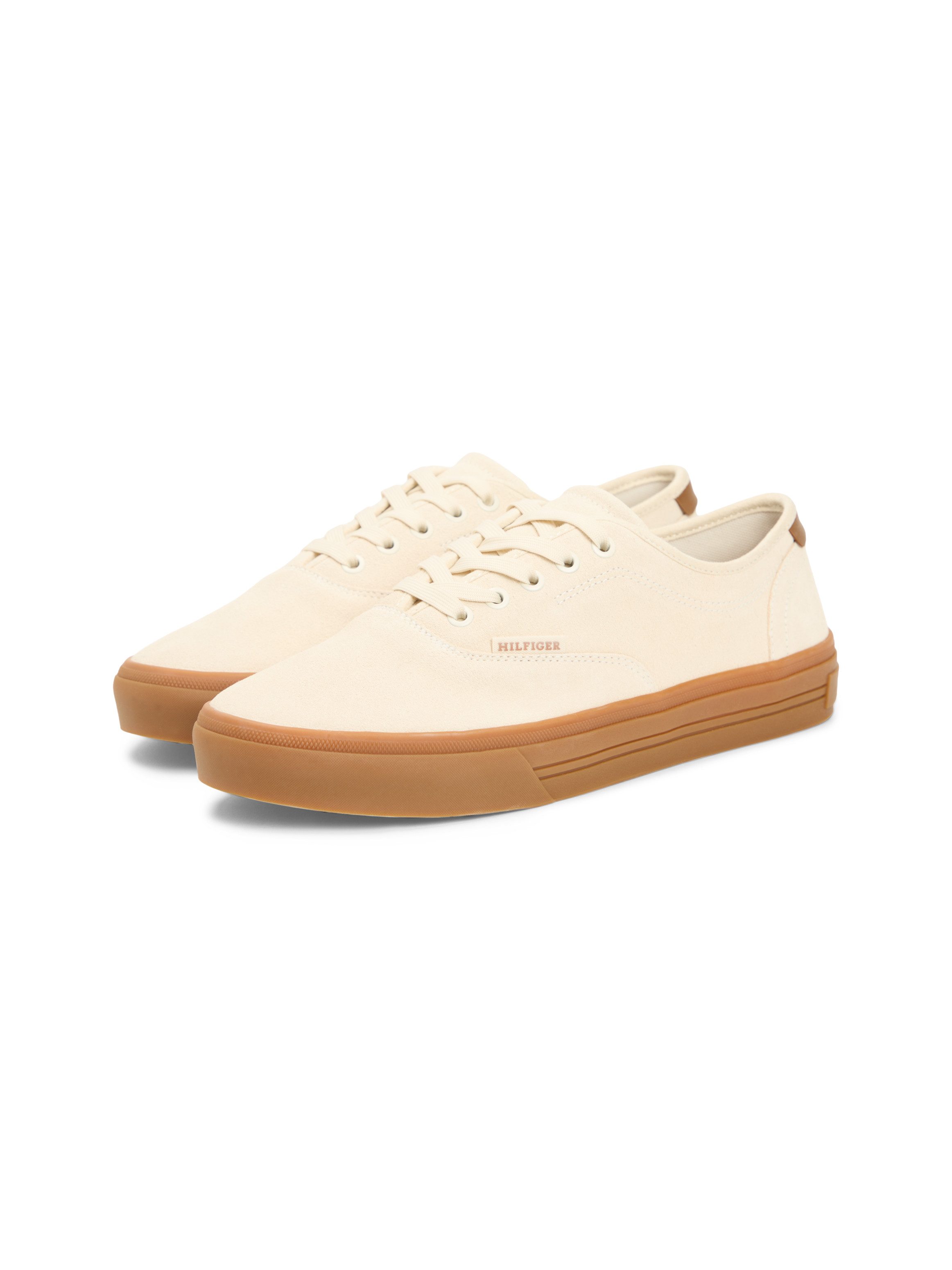 Tommy Hilfiger TH VULC CUP SUEDE Sneaker Freizeitschuh, Halbschuh, Schnürschuh mit honigfarbener Plateausohle