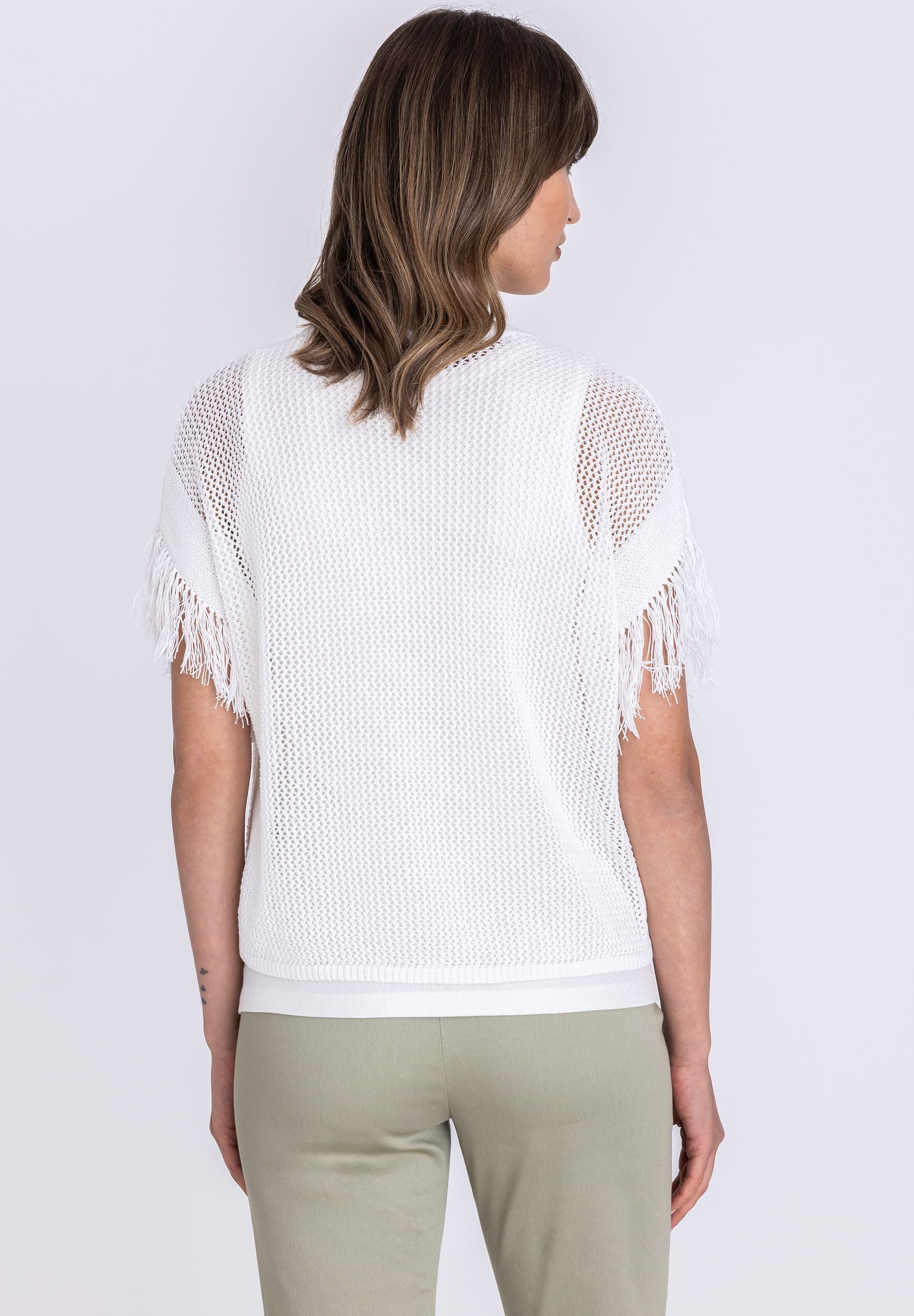 TUZZI Strickpullover mit Fransenbesatz
