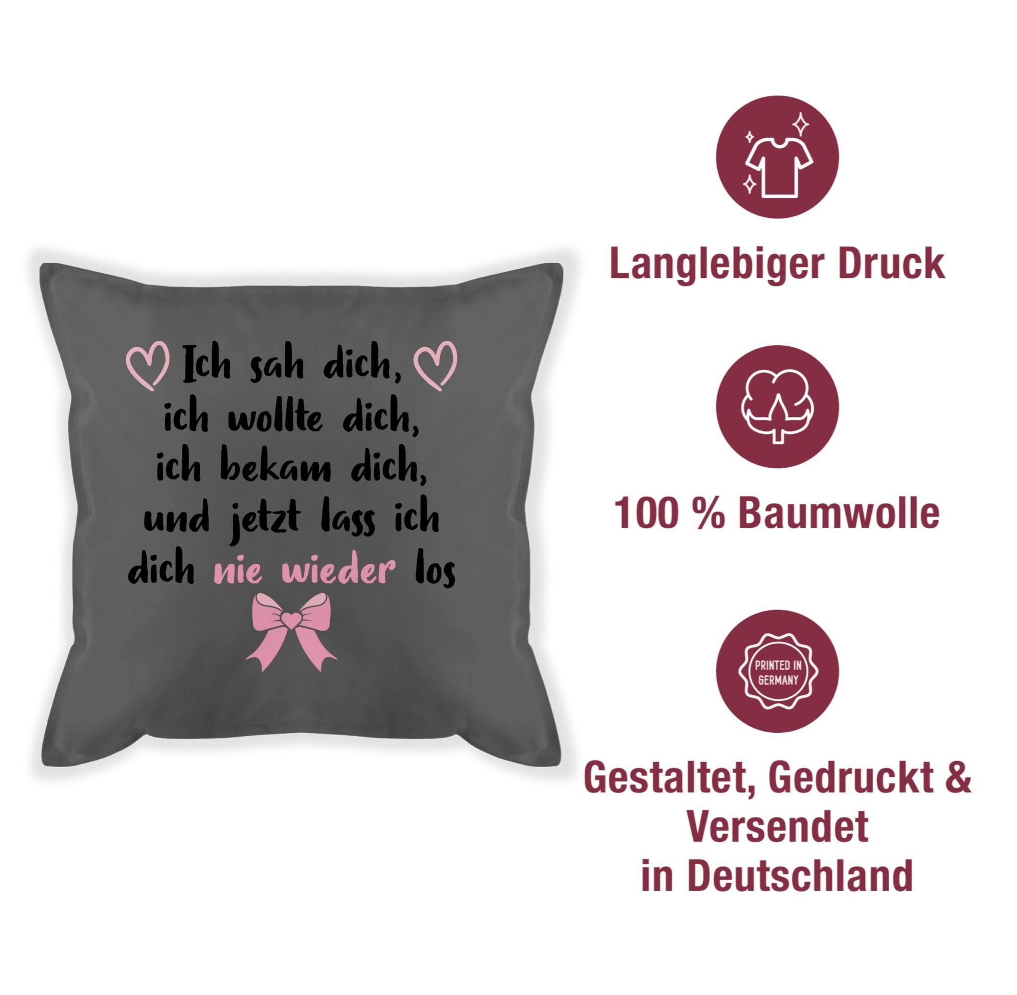 Ich I, Dich, Valentinstag sah Dekokissen 1 bekam Dekokissen ich ich Geschenk Grau Shirtracer Dich Dich, wollte