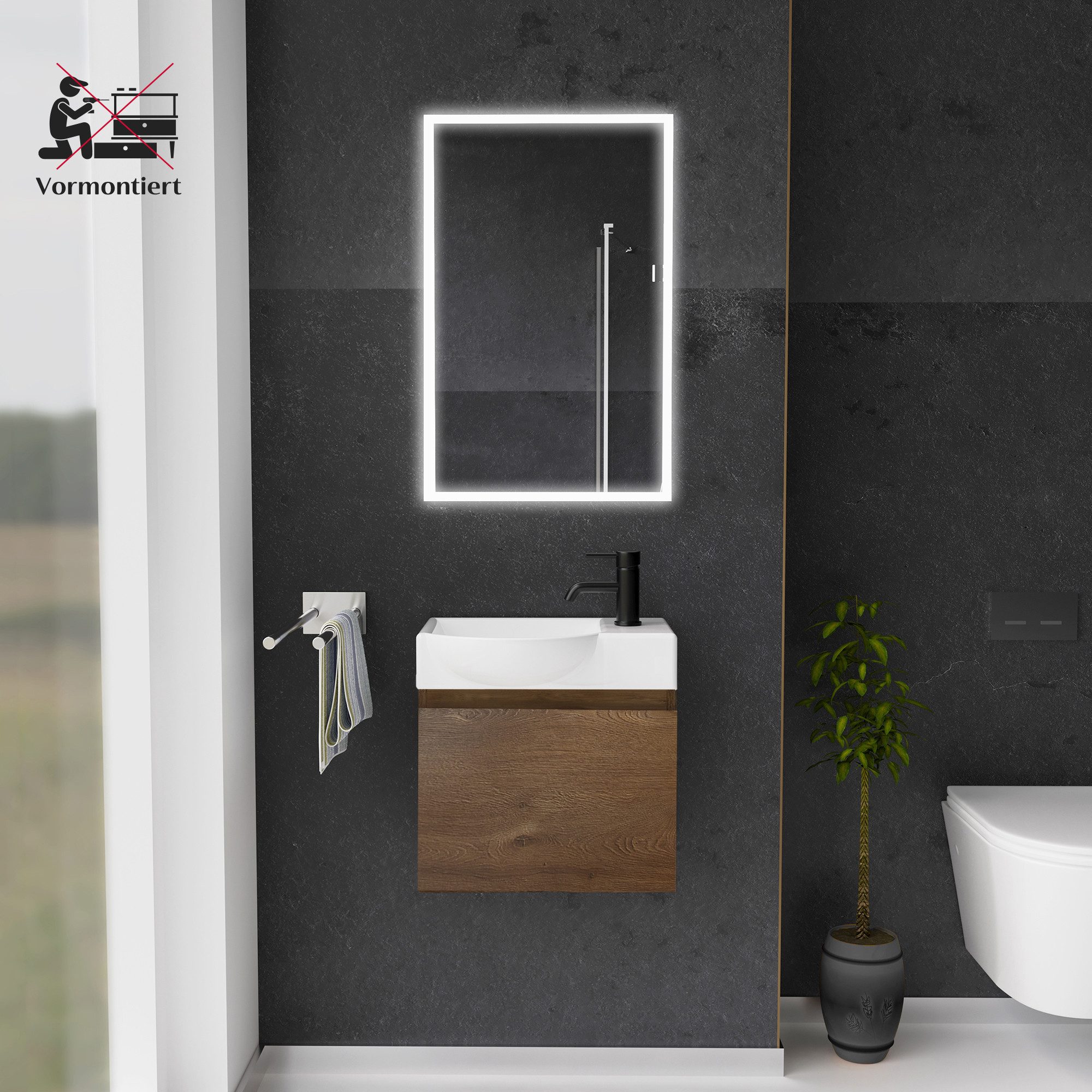 Alpenberger Badmöbel-Set - Gäste WC Waschbecken günstig online kaufen