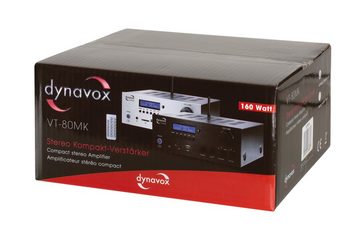 Dynavox »VT-80 MK« Vollverstärker (Anzahl Kanäle: 2, 160 W, Stereoverstärker mit 4 schraubbaren Lautsprecher-Anschlüssen, Fernbedienung für Digital-Eingänge (USB, SD-Card), integrierte BT-Antenne und FM-Radio)
