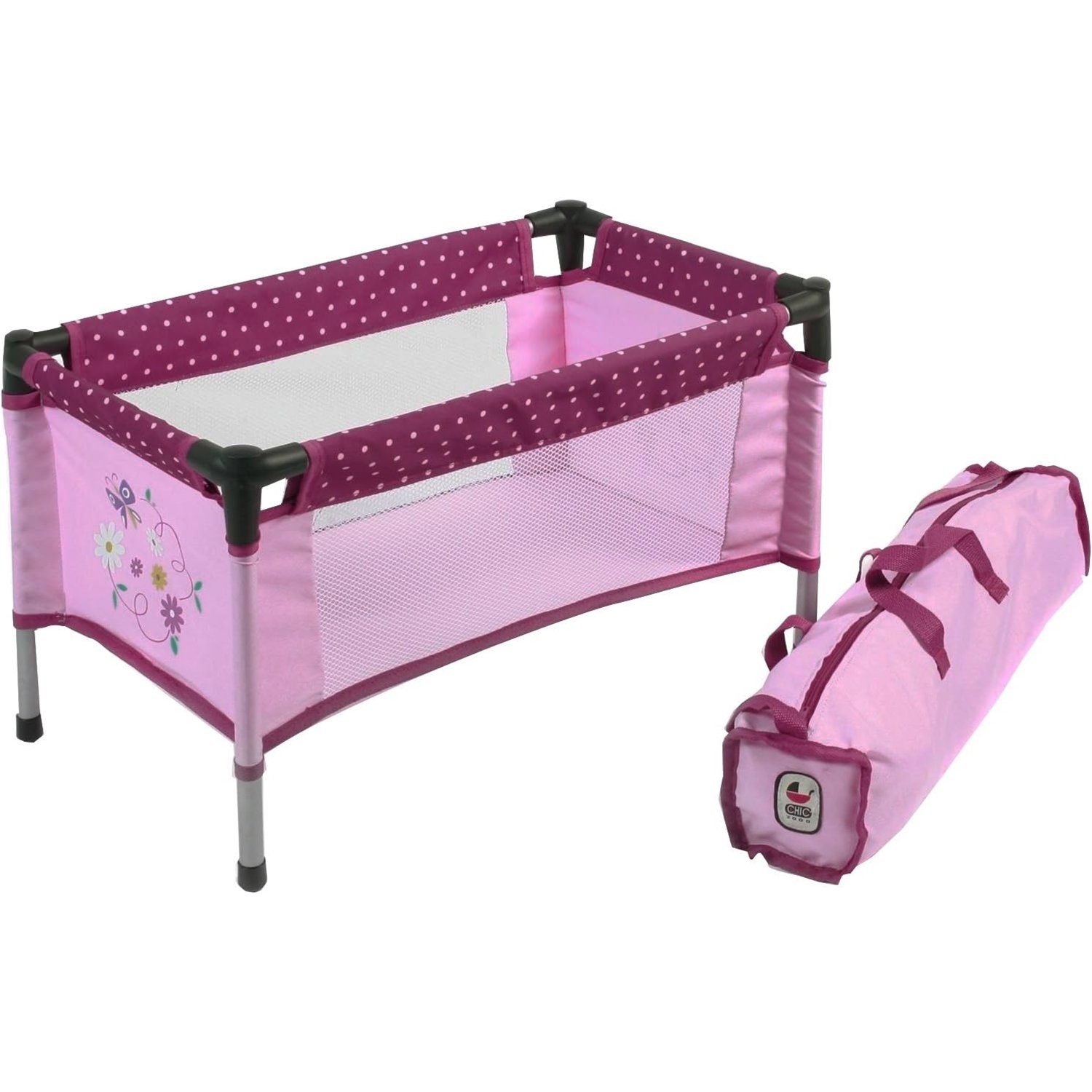 CHIC2000 Puppenmöbel 652 29 Puppen-Reisebett, Dots Brombeere