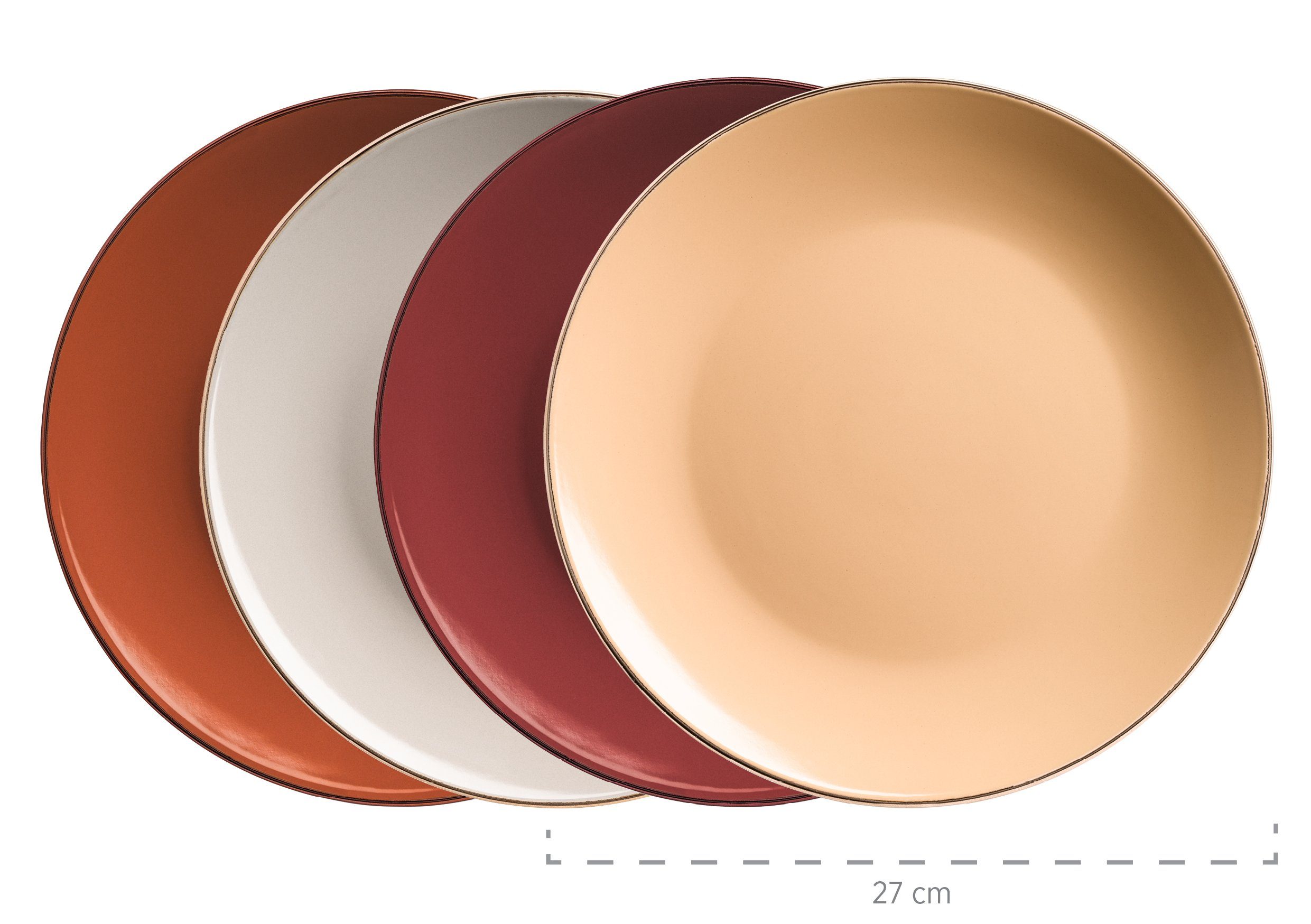 MÄSER Kombiservice METALLIC RIM (16-tlg), 4 Personen, Steinzeug