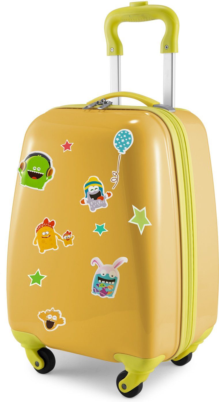 Hauptstadtkoffer Kinderkoffer For Kids, Monster, 4 Rollen, mit wasserbeständigen, reflektierenden Monster-Stickern Gelb/Monster