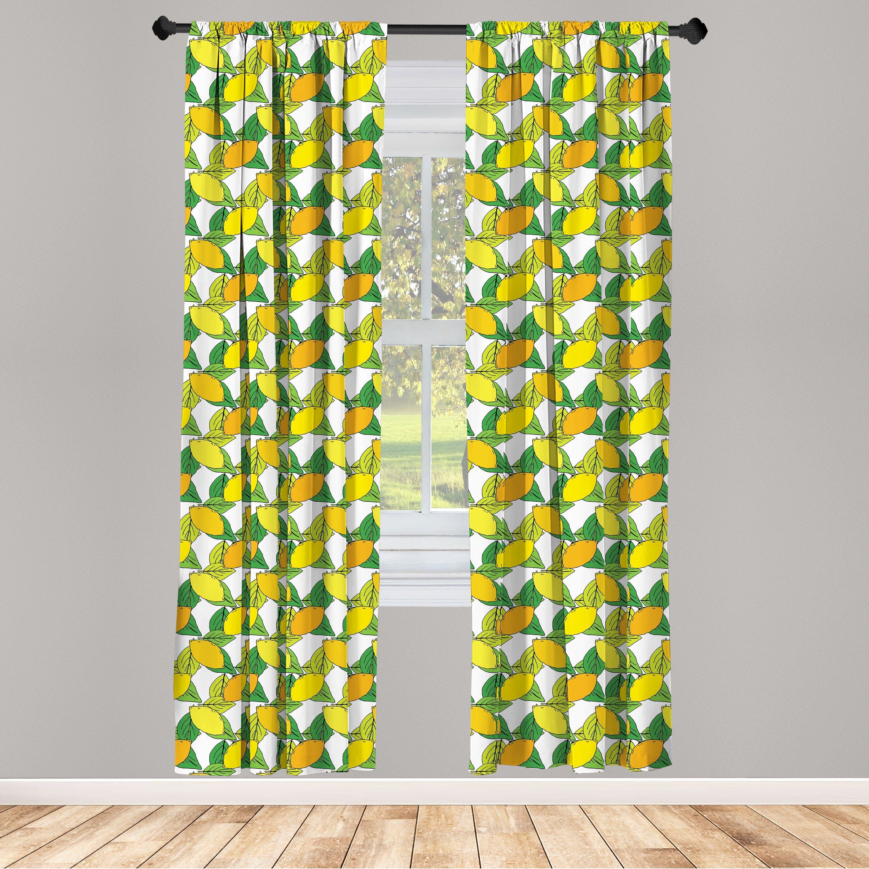 Gardine Vorhang für Wohnzimmer Schlafzimmer Dekor, Abakuhaus, Microfaser, Zitronen Vitamin C Zitrus Zeichnung